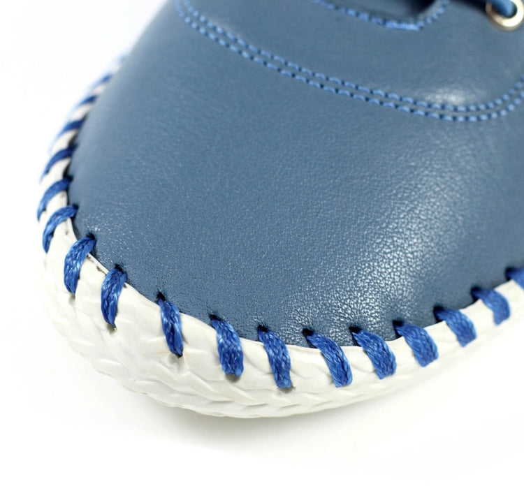 Lunar St Ives FLE030 Mid Blue Leather Plimsoll
