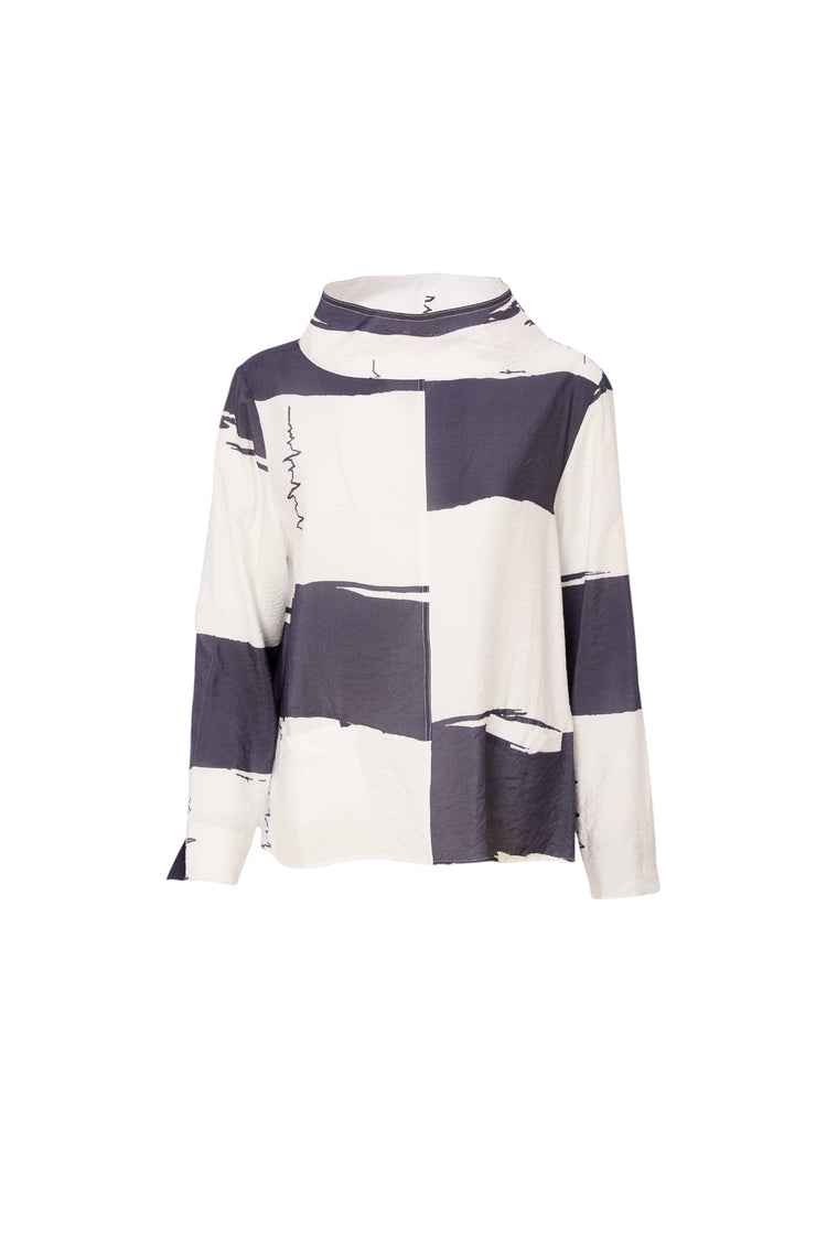 Naya Print Top Anthra/White