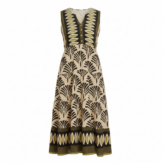 Pomodoro Fan Border Holiday Dress