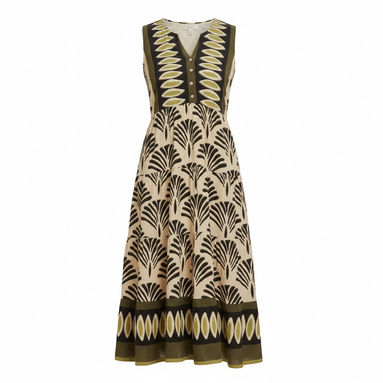 Pomodoro Fan Border Holiday Dress