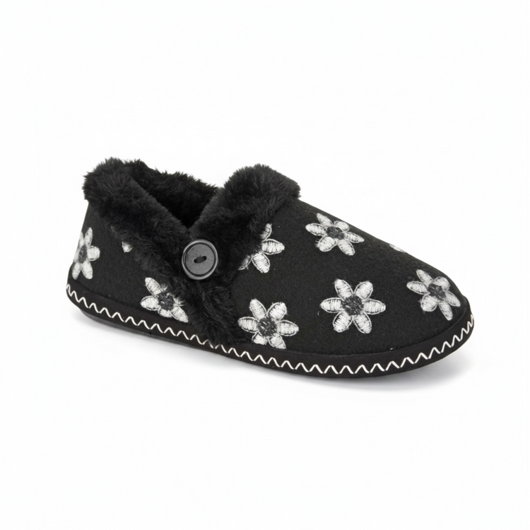 Daisy Slippers Black