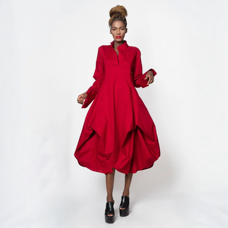 Metamorphoza Asymmetric Collar Dress
