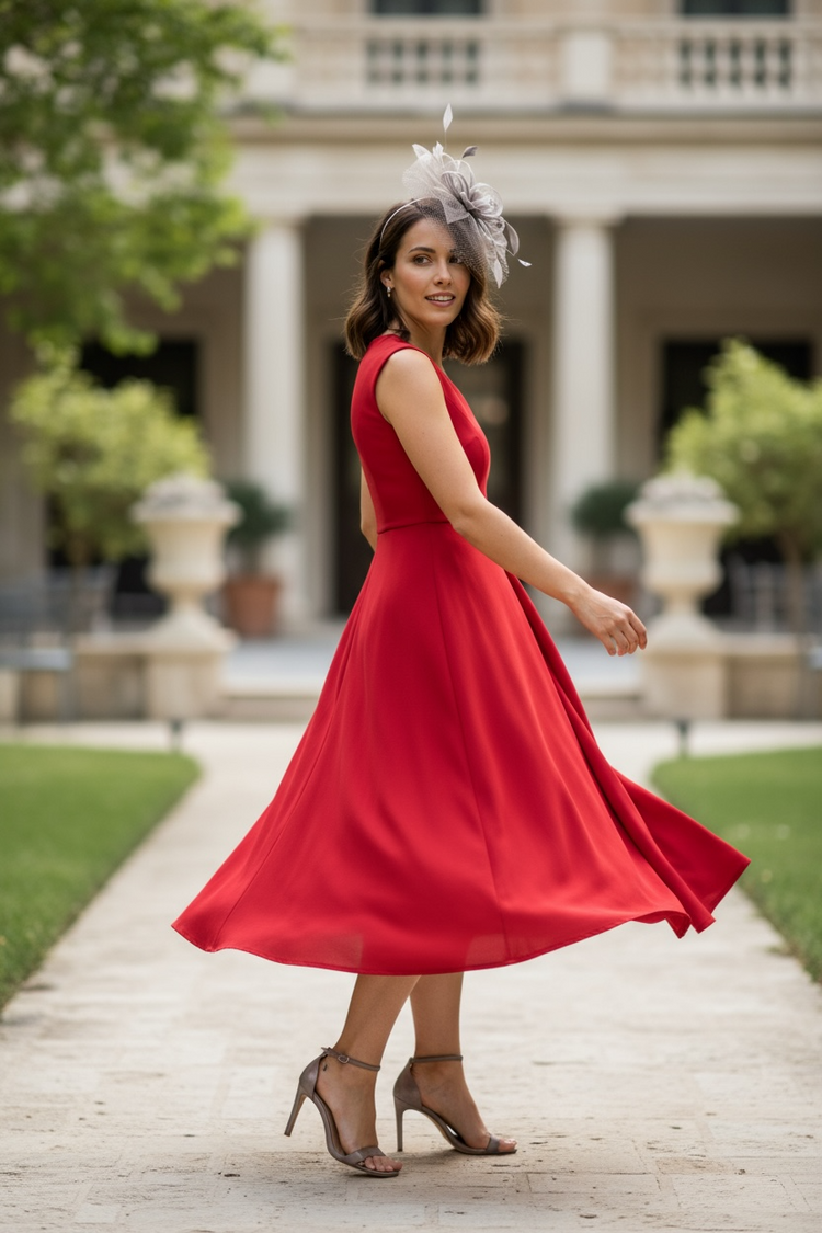 Peruzzi Drape Dress Tomato