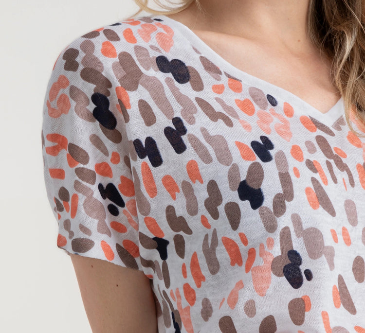 Marble Print Top Orange and Taupe