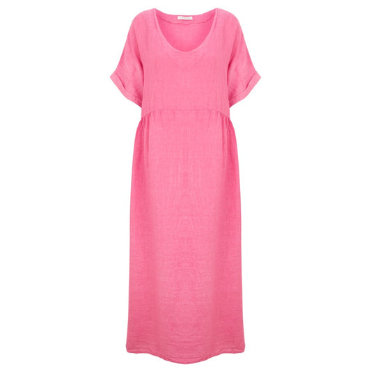 Amazing Tesa Midi Linen Dress Confetti Pink