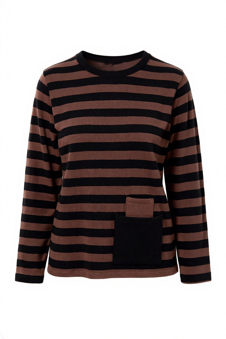 Peruzzi Stripe Pocket Fleece Top W26146