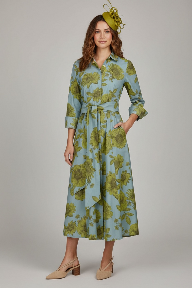 Marigold Dress Lime & Grey