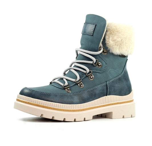Evelyn Mid Blue Waterproof Boot