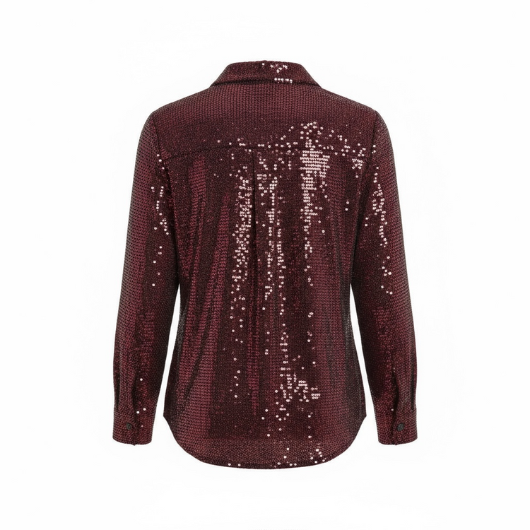 Pomodoro Stretch Sequin Shirt Magenta