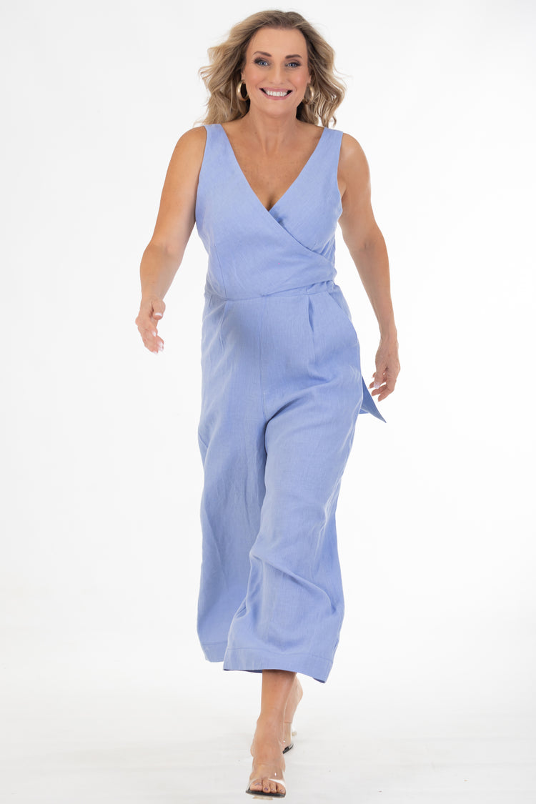 Calypso Wrap Jumpsuit Pacific Blue