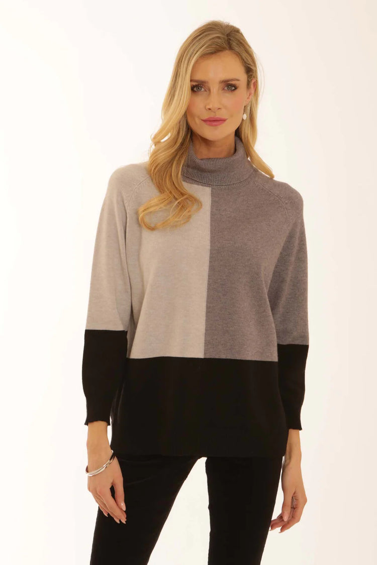 Pomodoro Colour Block Roll Neck Silver