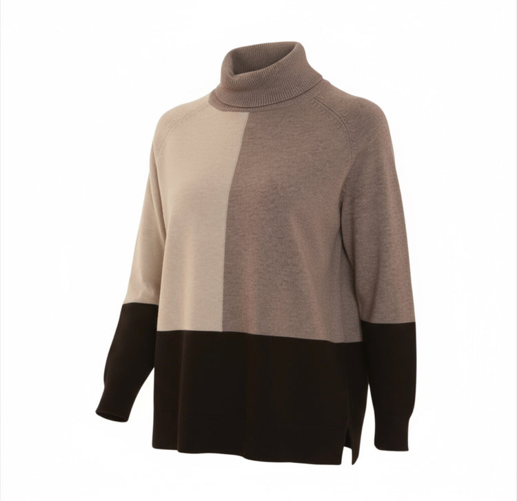 Pomodoro Colour Block Roll Neck Silver