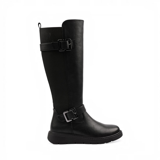 Lunar Devon Full Elastic Wide Fit Long Boot Black