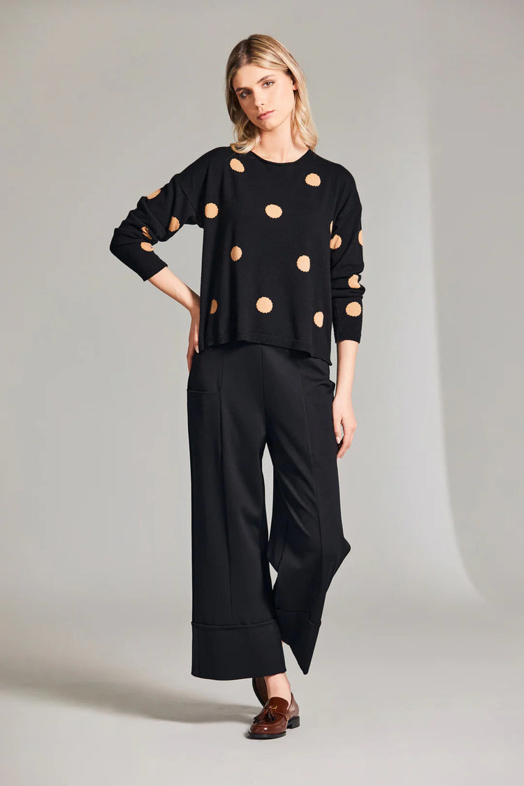 Peruzzi W25144 Wide Leg Cropped Trousers Black