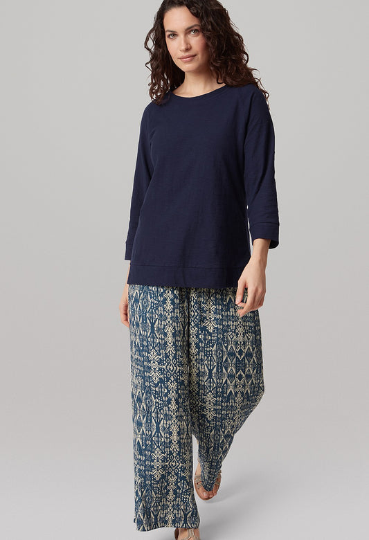 Adini Cotton Slub Becca Top - Navy
