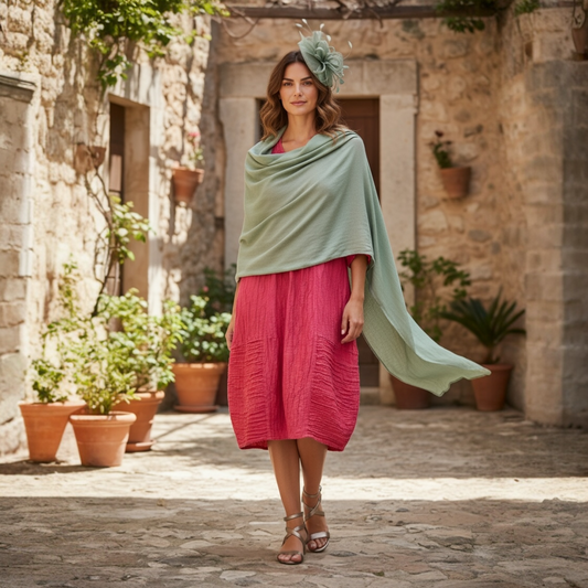 Grizas Silk/Linen Dress Raspberry