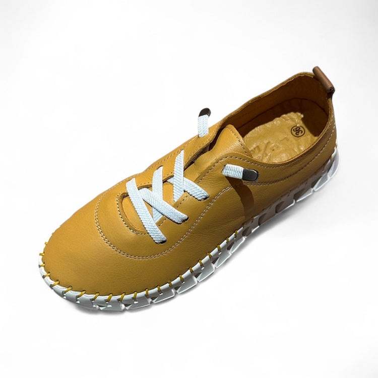 Lunar St Austell Mustard Leather Plimsoll