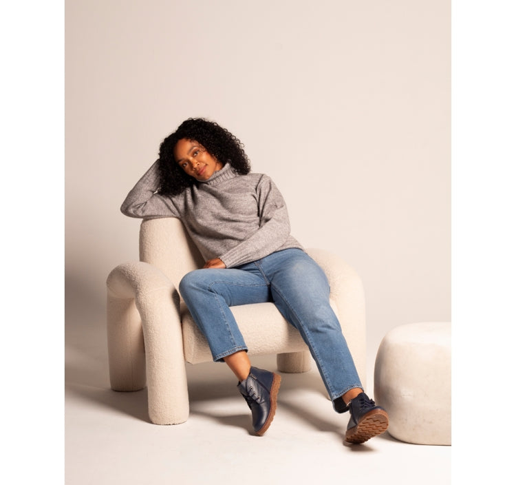 Claire III Navy Leather Boot
