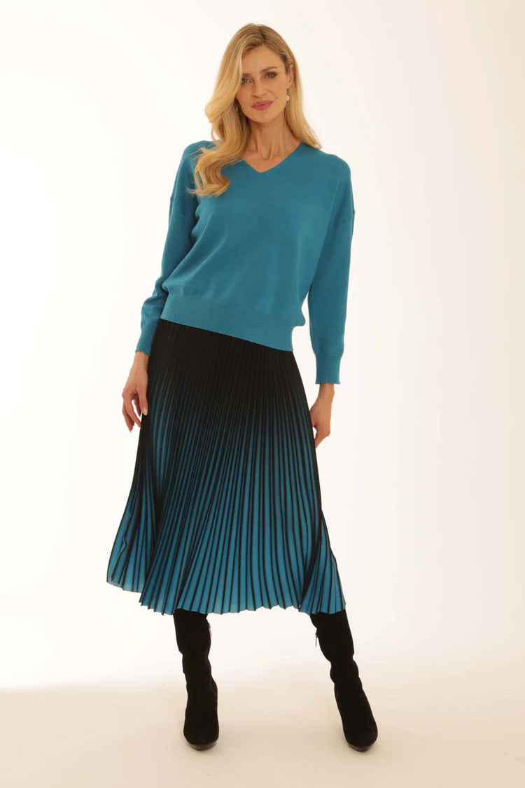 Pomodoro Ombre Pleated Skirt Peacock