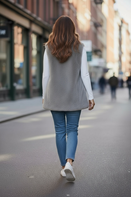 Pomodoro Faux Fur Gilet Silver