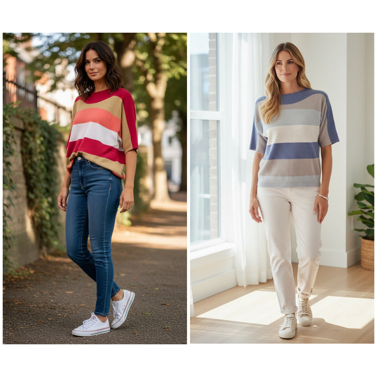 Pomodoro Batwing Stripe Jumper (colour options)