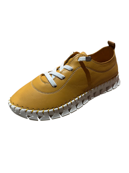 Lunar St Austell Mustard Leather Plimsoll