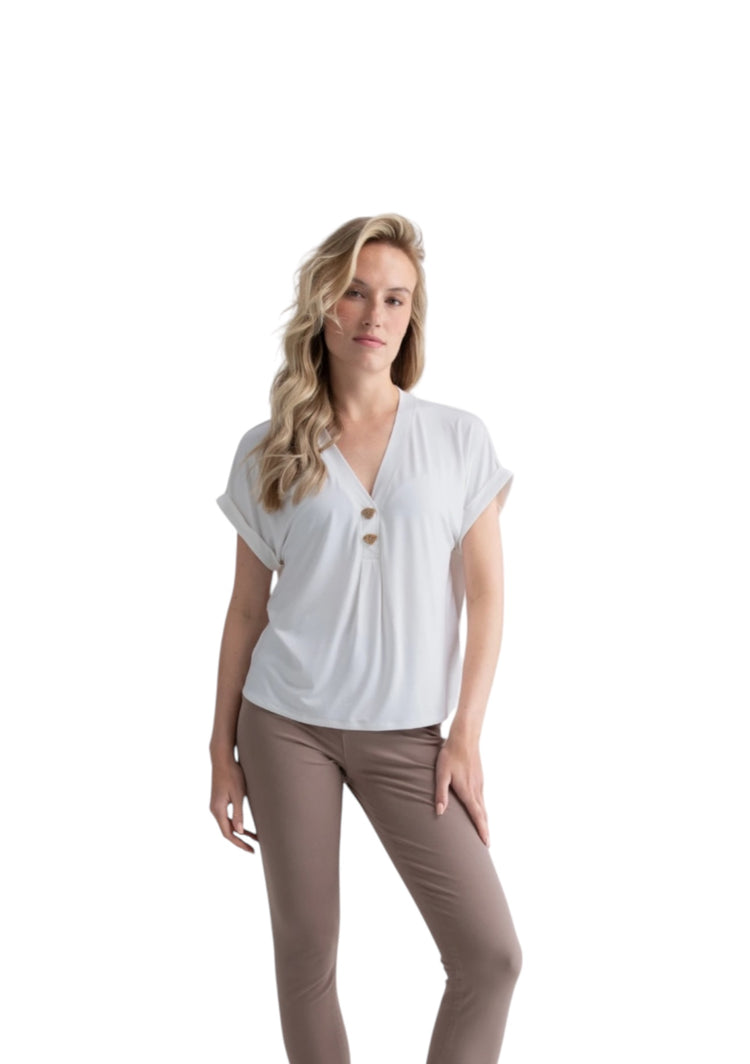 Marble Button Top White