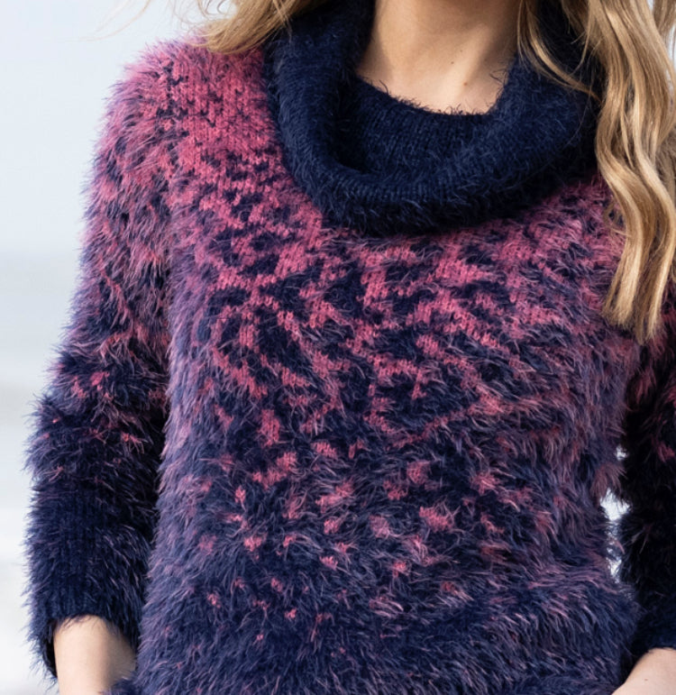 Marble Sweater 8030-230 Navy/Pink