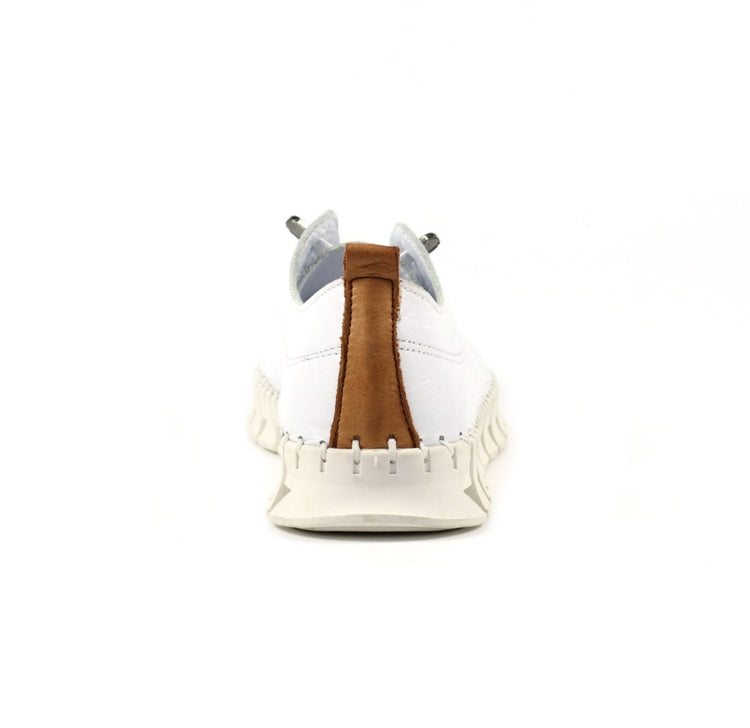 Lunar St Austell White Leather Plimsoll