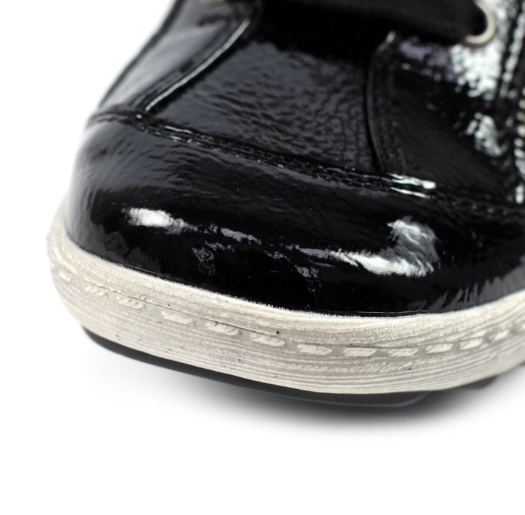 Lunar Black Patent Napier Trainer FLB105