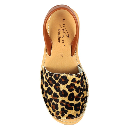 Lunar Azura Leopard Print Leather Sandal