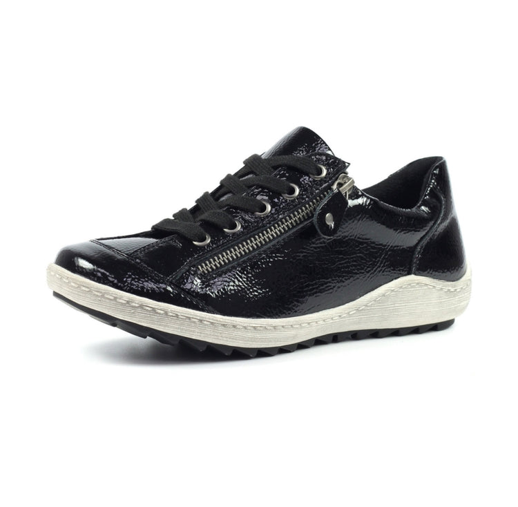 Lunar Black Patent Napier Trainer FLB105