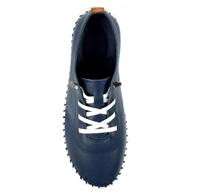 Lunar St Austell Navy Leather Plimsoll