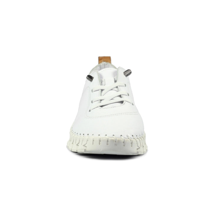 Lunar St Austell White Leather Plimsoll