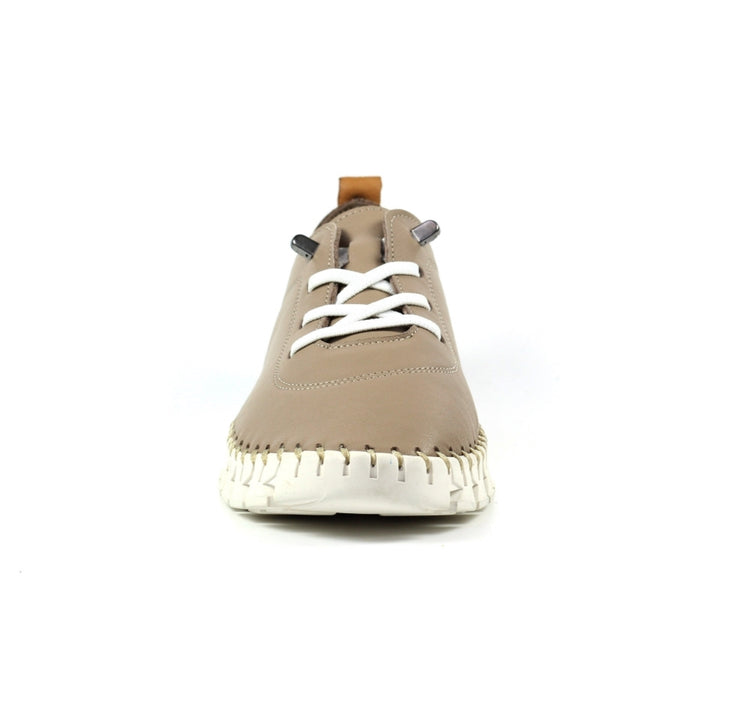 Lunar St Austell Taupe Leather Plimsoll