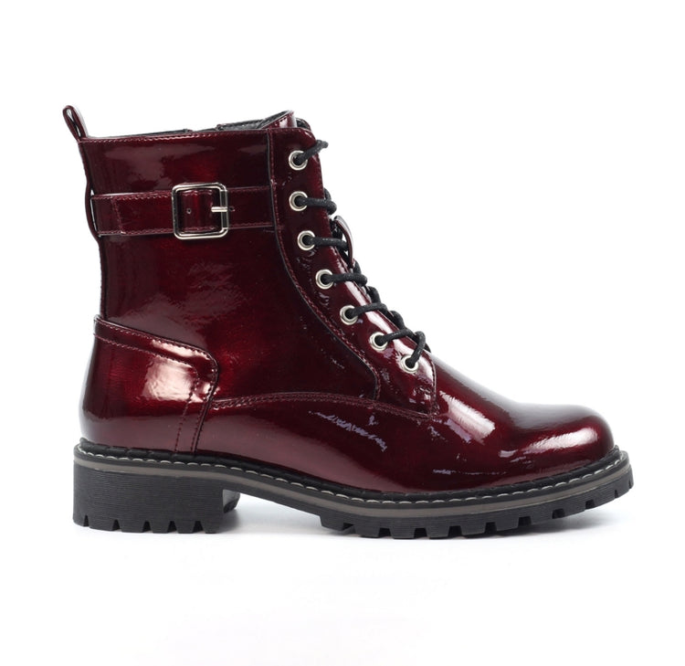 Lunar Parlour Burgundy Patent Ankle Boot