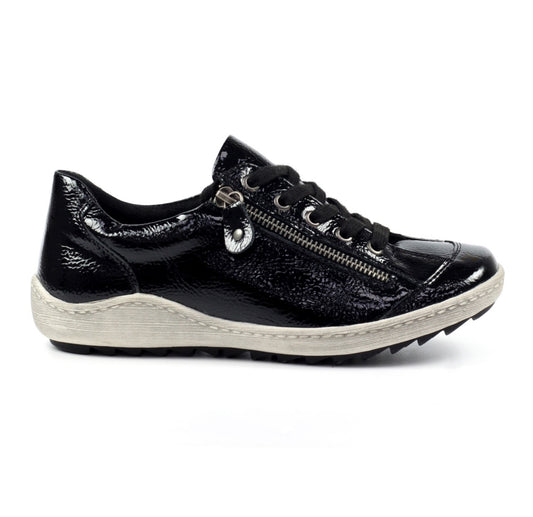 Lunar Black Patent Napier Trainer FLB105