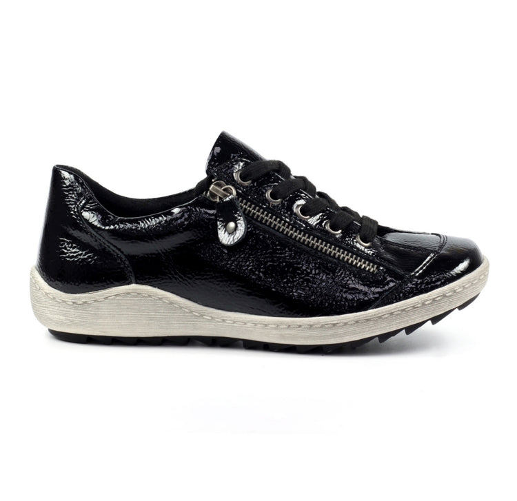 Lunar Black Patent Napier Trainer FLB105