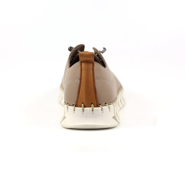 Lunar St Austell Taupe Leather Plimsoll