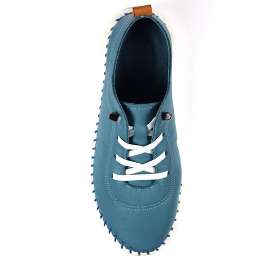 Lunar St Austell Light Blue Leather Plimsoll