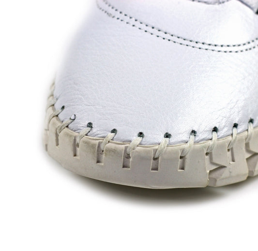 Lunar St Austell White Leather Plimsoll