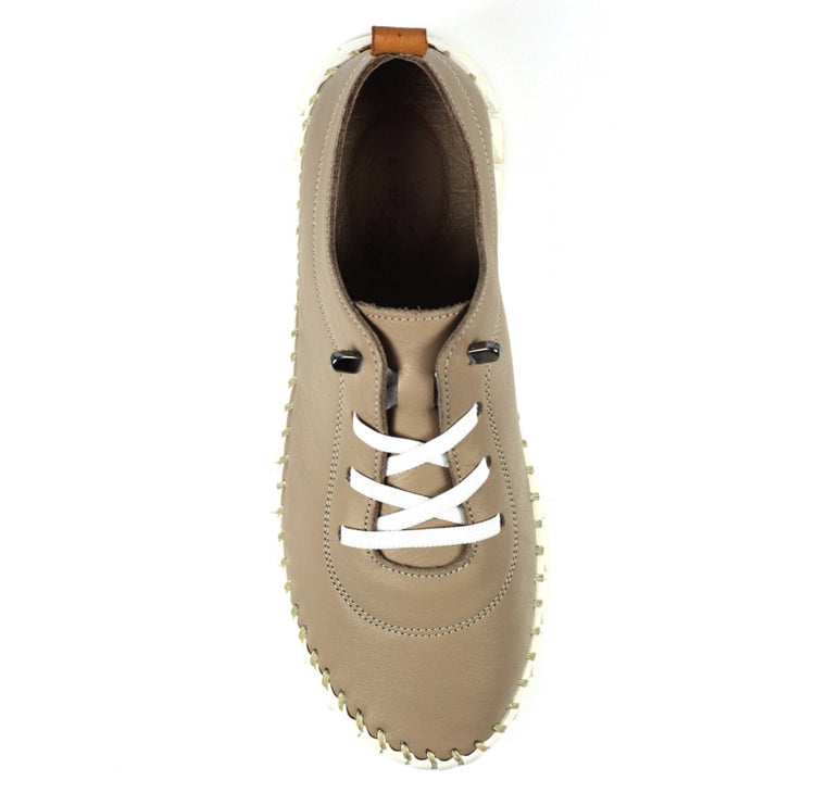 Lunar St Austell Taupe Leather Plimsoll