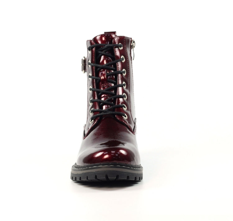 Lunar Parlour Burgundy Patent Ankle Boot