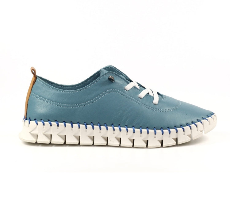 Lunar St Austell Light Blue Leather Plimsoll