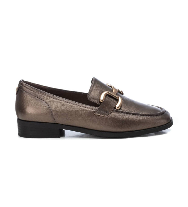 Carmella pewter Moccasin Leather Shoe