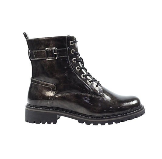 Lunar Parlour Grey Patent Ankle Boot