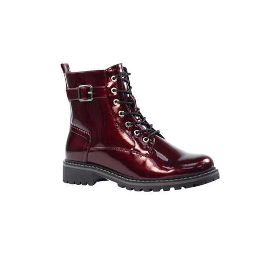 Lunar Parlour Burgundy Patent Ankle Boot