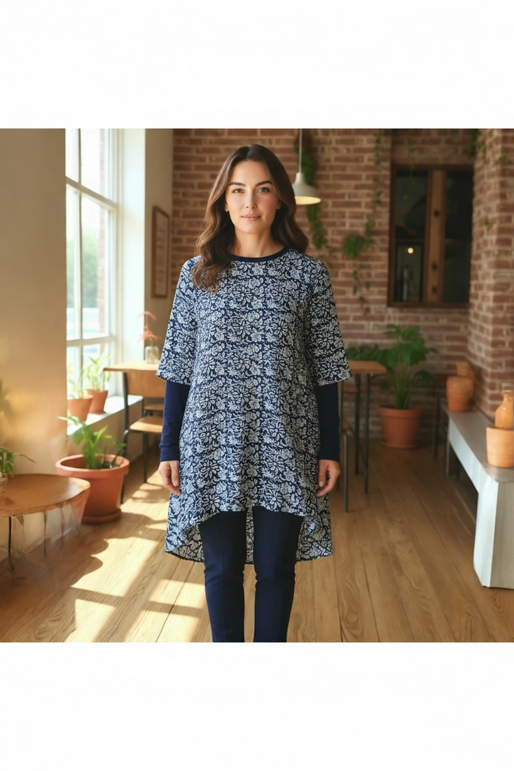 Yauvan High Low Overtop Jaipur Navy