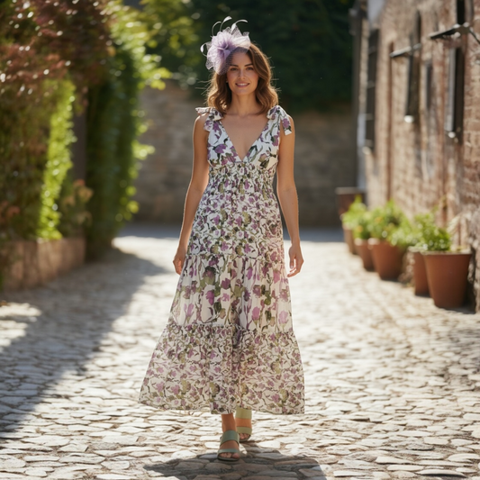 Calypso Tie Shoulder Maxi Tier Dress