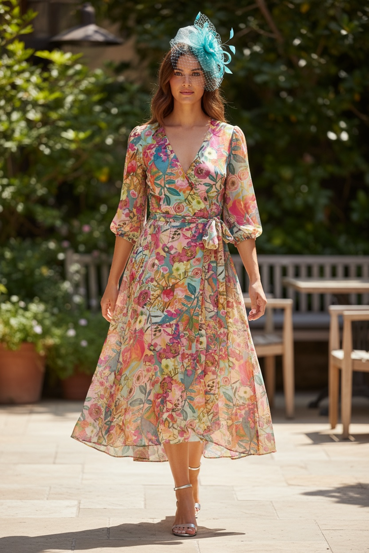 Calypso Romantic Sheer Wrap Dress